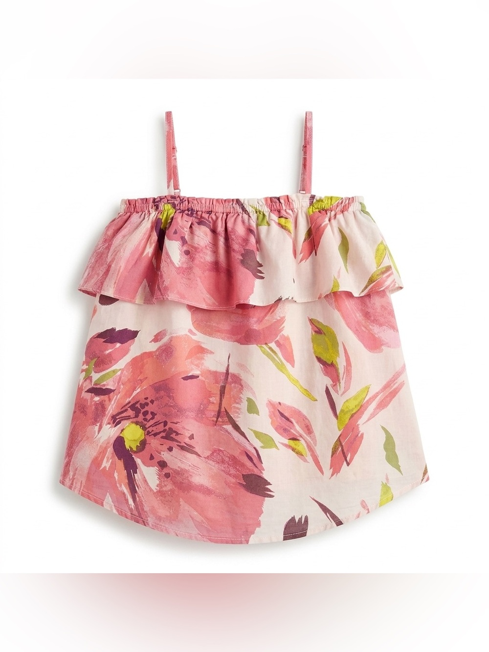 Gap Pink Floral Ruffle Sleeveless Shift Top Girls 8-9years